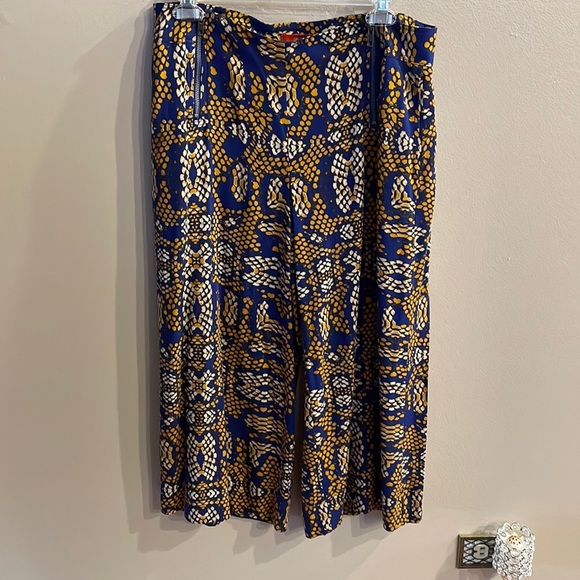 Cartonnier Anthropologie Collete Sampa wide crop pants snakeskin blue yellow 8 - Picture 3 of 17